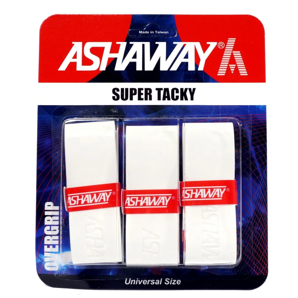 Brand new ❤️ Ashaway Super Tacky Overgrips Pack Of 3 - White ✨ 3 Brand new ❤️ Ashaway Super Tacky Overgrips Pack Of 3 - White ✨