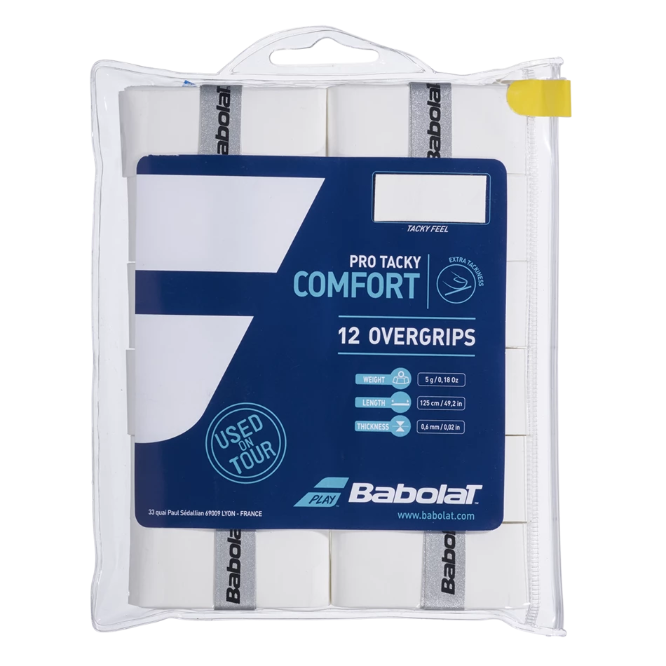 Promo ✨ Babolat Pro Tacky Comfort Overgrip Pack Of 12 - White 🛒 3 Promo ✨ Babolat Pro Tacky Comfort Overgrip Pack Of 12 - White 🛒