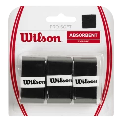 Deals 🔥 Wilson Pro Soft Over Grip 3 Pack Black 🛒