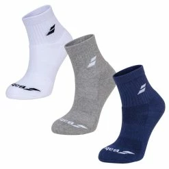 Cheapest 🔥 Babolat Men's Quarter 3 Pack 🧦 Socks White Estate Blue Grey 👏