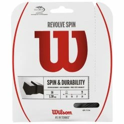 Discount ❤️ Wilson REVOLVE Spin 16 Tennis String Set 1.3mm Gauge Black ⌛